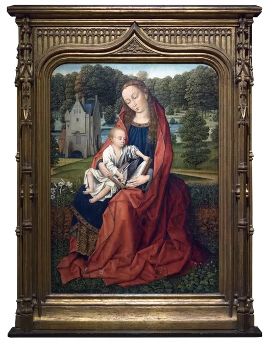 Virgin and Child in a Landscape c. 1500 Oil on panel by Master of the Embroidered Foliage