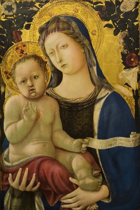 "Virgin and Child 1437 Tempera and tooled gold on panel by Domenico di Bartolo (Domenico di Bartolo Ghezzi), Italian"