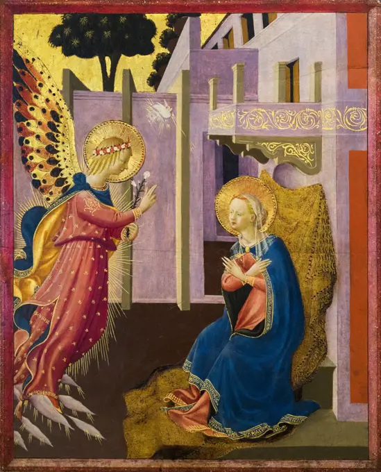 "Annunciation c. 1453 Tempera and tooled gold on panel by Zanobi Strozzi (Zanobi di Benedetto di Caroccio degli Strozzi), Italian "