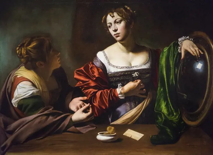 Martha and Mary Magdalene; about 1598 Oil and tempera on canvas Michelangelo Merisi da Caravaggio Italian; 1571-1610