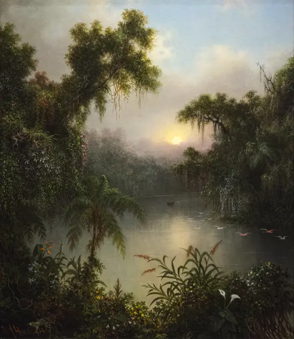 South American River; 1868 Oil on canvas Martin Johnson Heade American; 1819-1904