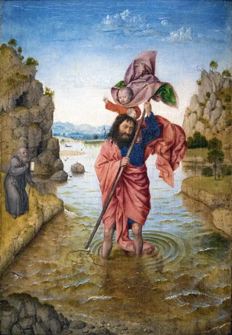 Saint Christopher Carrying the Infant Christ c. 1440-50 Oil on panel