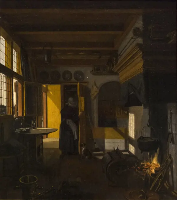 Kitchen Interior; 166 Oil on canvas mounted on panel Emanuel de Witte Dutch; about 1617-1691 or 1692