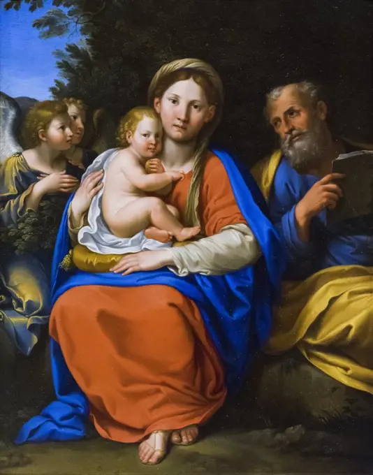 Holy Family with Angels; 1608-10 Oil on copper Francesco Albani Italian Bolognese; 1578-1660