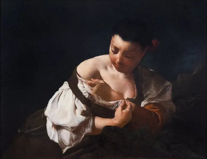 Peasant Girl Catching a Flea; about 1715 Oil on canvas Giovanni Battista Piazzetta Italian Venetian; 1682-1754