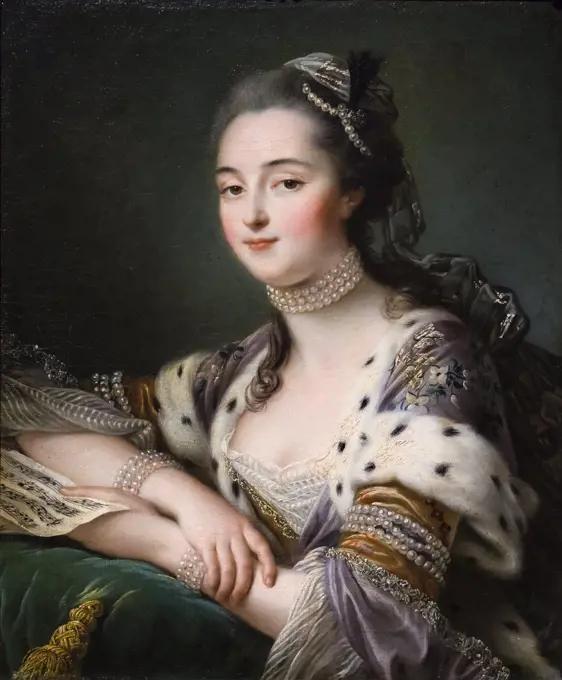 Mlle. Marguerite Catherine Haynault; later the Marquise de Montmelas in Turkish Costonee; 1762 Oil on canvas Francois-Hubert Drouais French; 1707-1806