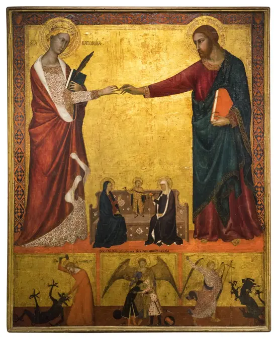 The Mystic Marriage of Saint Catherine; about 1340 Tempera on panel Barna da Siena Italian Siena; active about 1330-1350