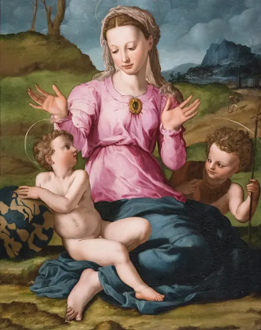 Madonna and Child with Saint John the Baptist; about 1540; Oil on poplar panel Agnolo Bronzino; Italian; 1503-72