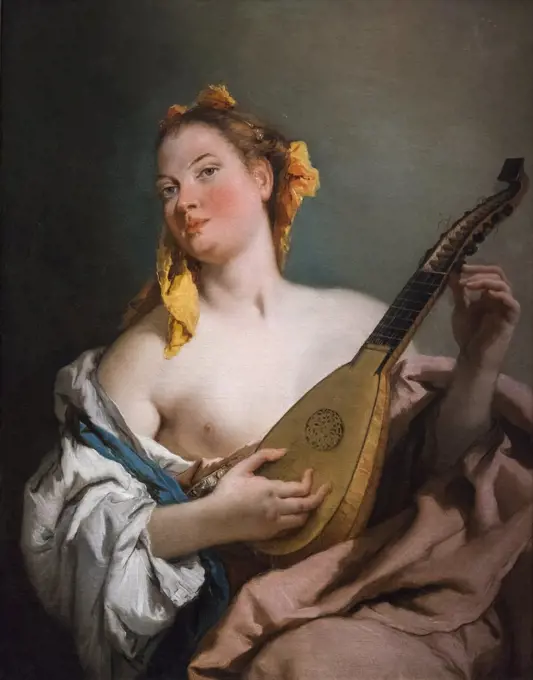 Woman with a Mandolin; About 1755-60; Oil on canvas Giovanni Battista Tiepolo; Italian; 1696-1770