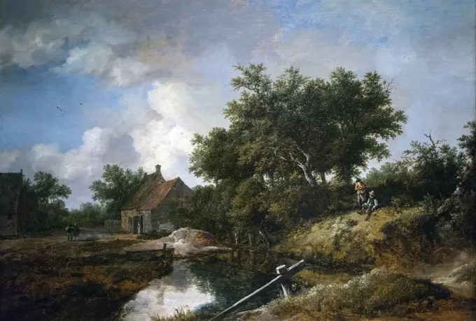 Path Leading to Farms by a Wooded Brook; about 1645; Oil on panel Isaack van Ruisdael; Dutch; 1599-1677