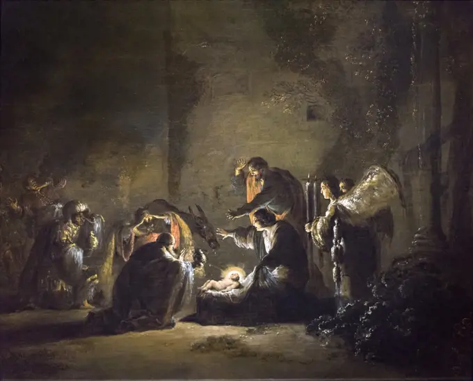 The Adoration of the Magi; 1633-35; Oil on oak panel Leonaert Bramer; Dutch; 1596-1674