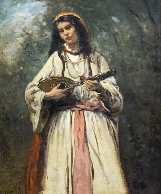 Gypsy Girl with Mandolin Oil on canvas; c. 1870 Jean-Baptiste-Camille Corot; French; 1796 - 1875