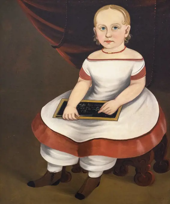 Little Girl with Slate Oil on canvas; c. 1845 Prior-Hamblin School; American; active mid 19th century