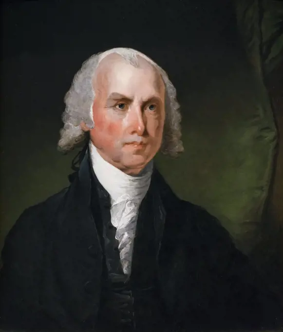 James Madison; oil on wood; c. 1821 Gilbert Stuart; American; 1755 - 1828