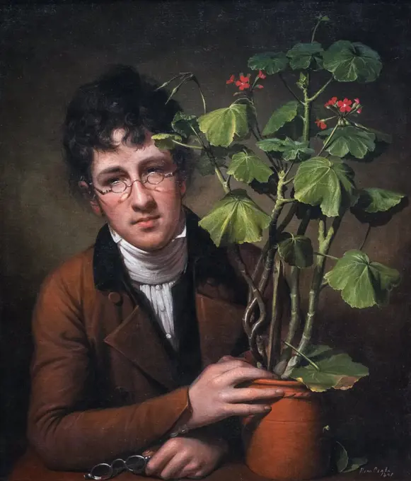 Rubens Peale with a Geranione Oil on canvas; 1801 Rembrandt Peale; American; 1778 - 1860