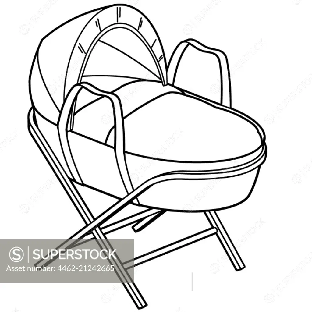 Rocking cradle on white background