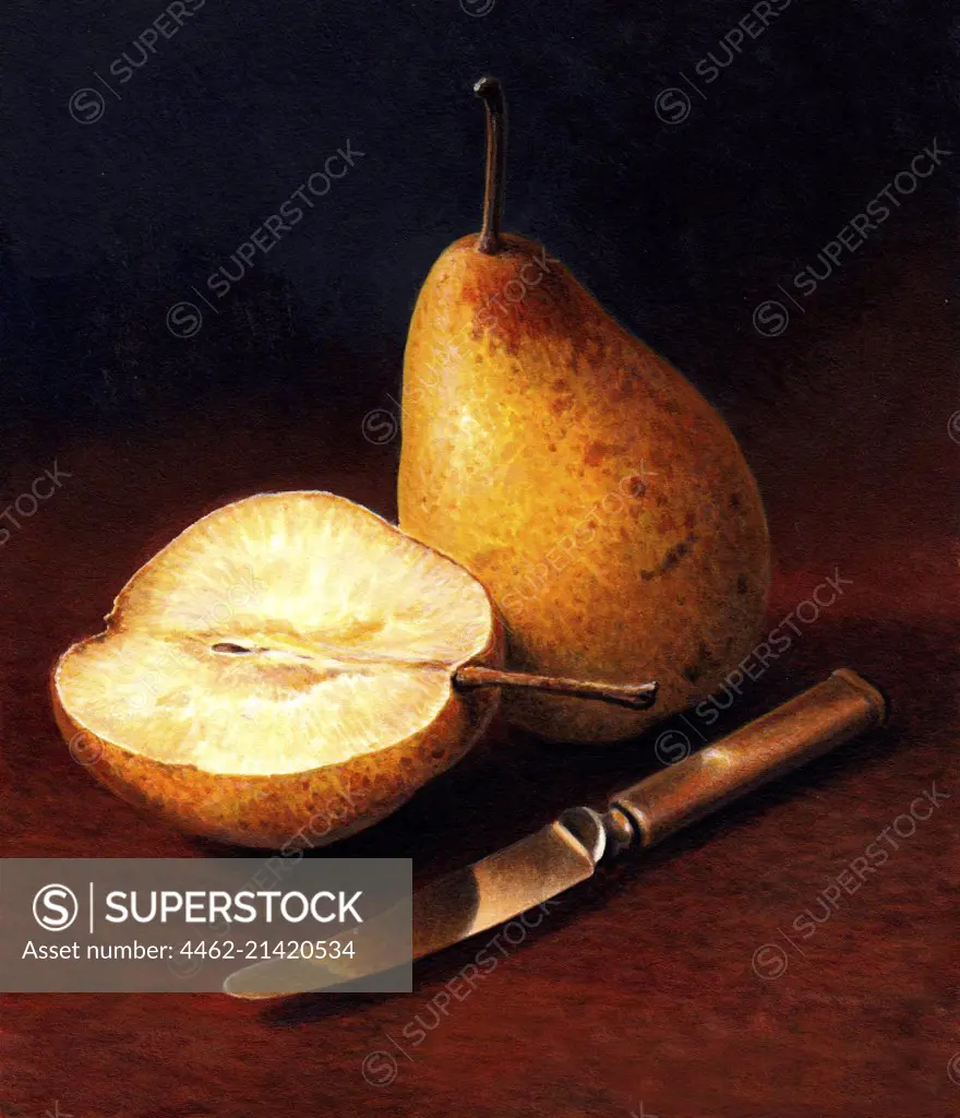 Knife and pears