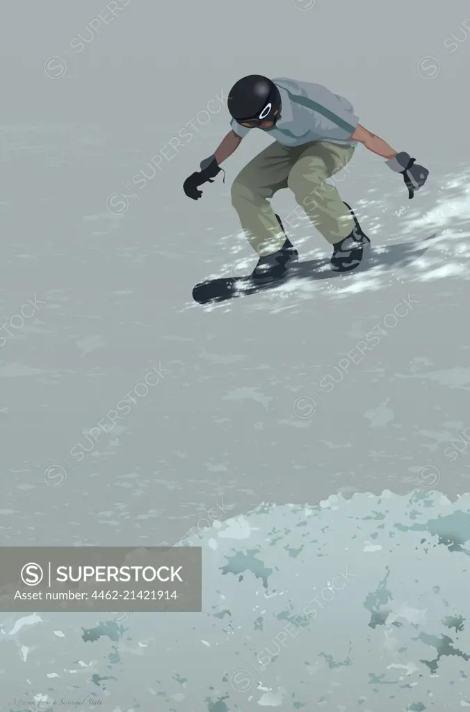 Snowboarder jumping