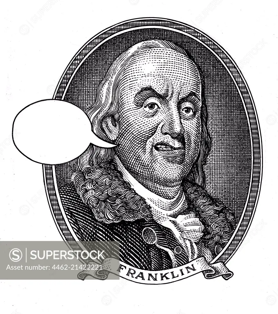 Portrait of Benjamin Franklin with speech bubble