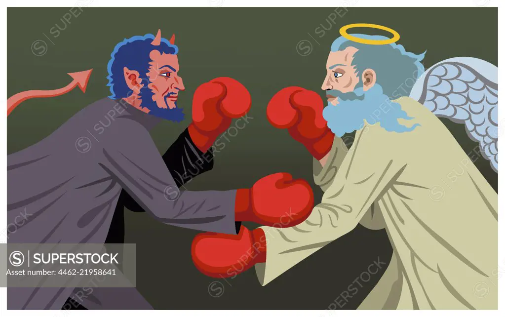 Angel and devil boxing