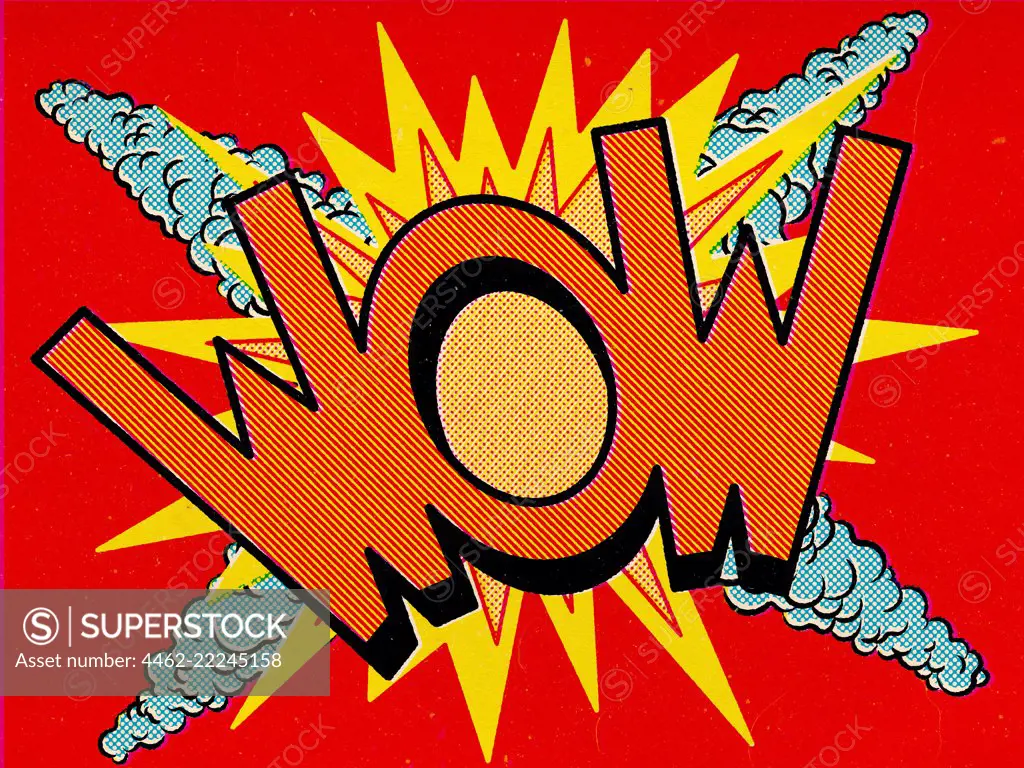 Word wow on colored background