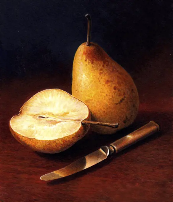 Knife and pears