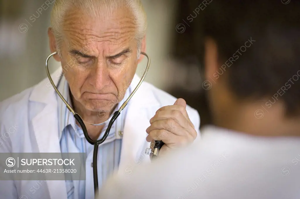 View of a doctor checking up a patient.