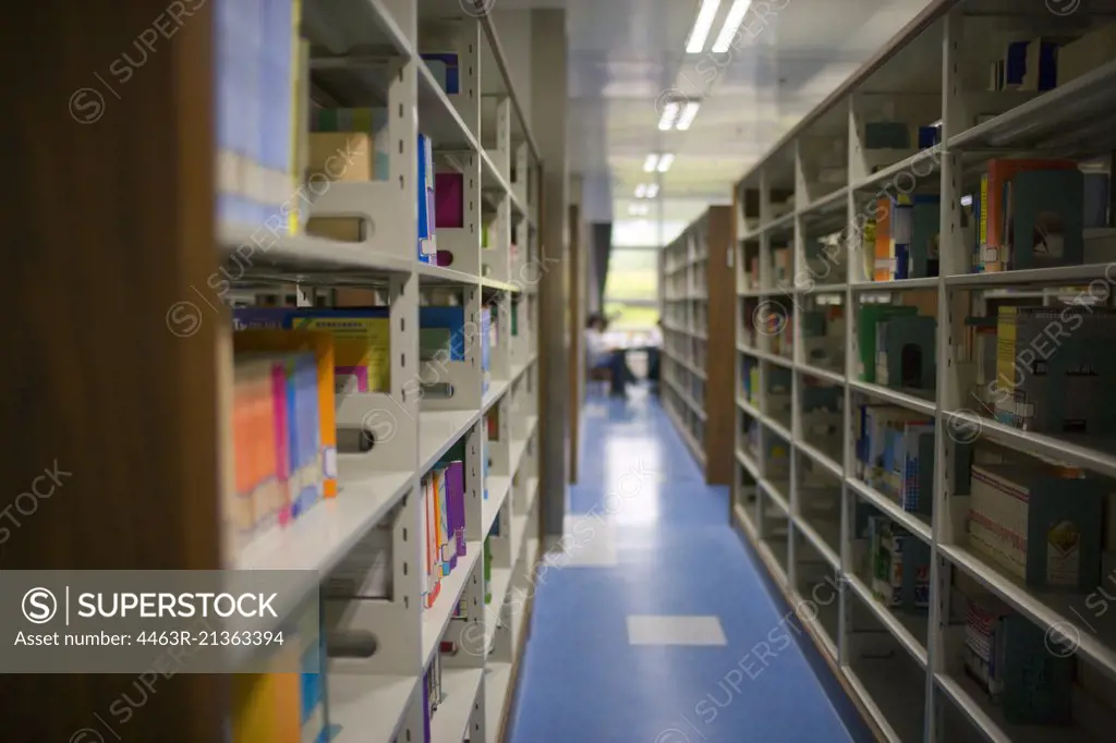 Shelving in a library.