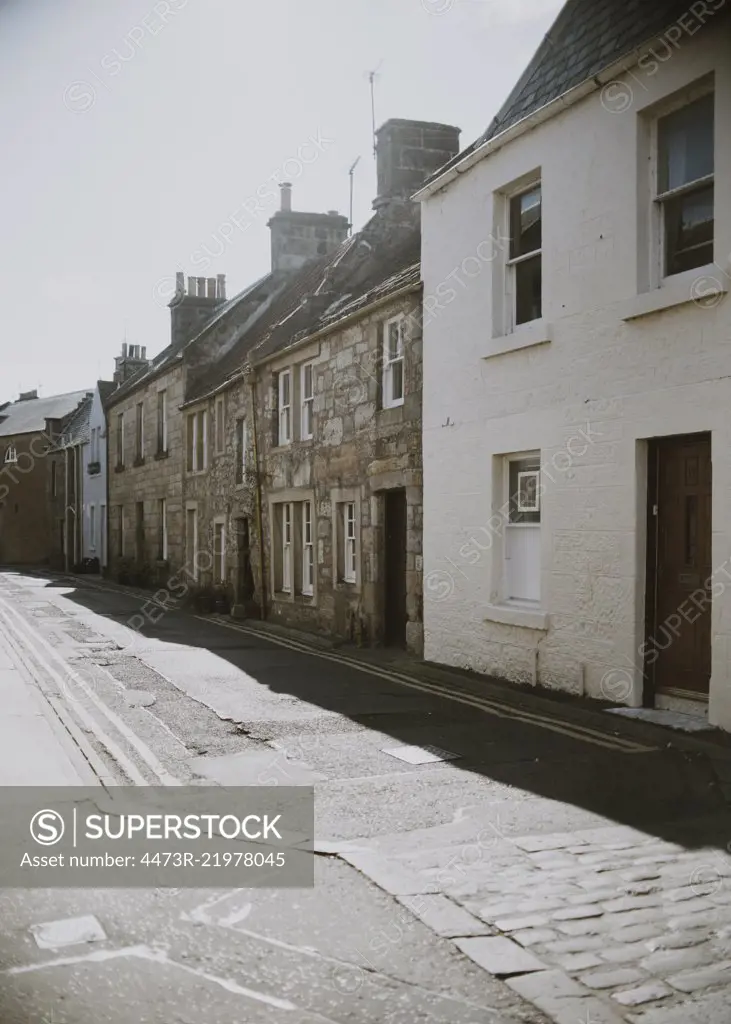 Buildings and sidewalk in Saint Andrews, Scotland