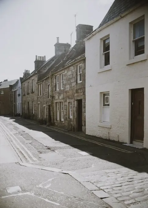 Buildings and sidewalk in Saint Andrews, Scotland