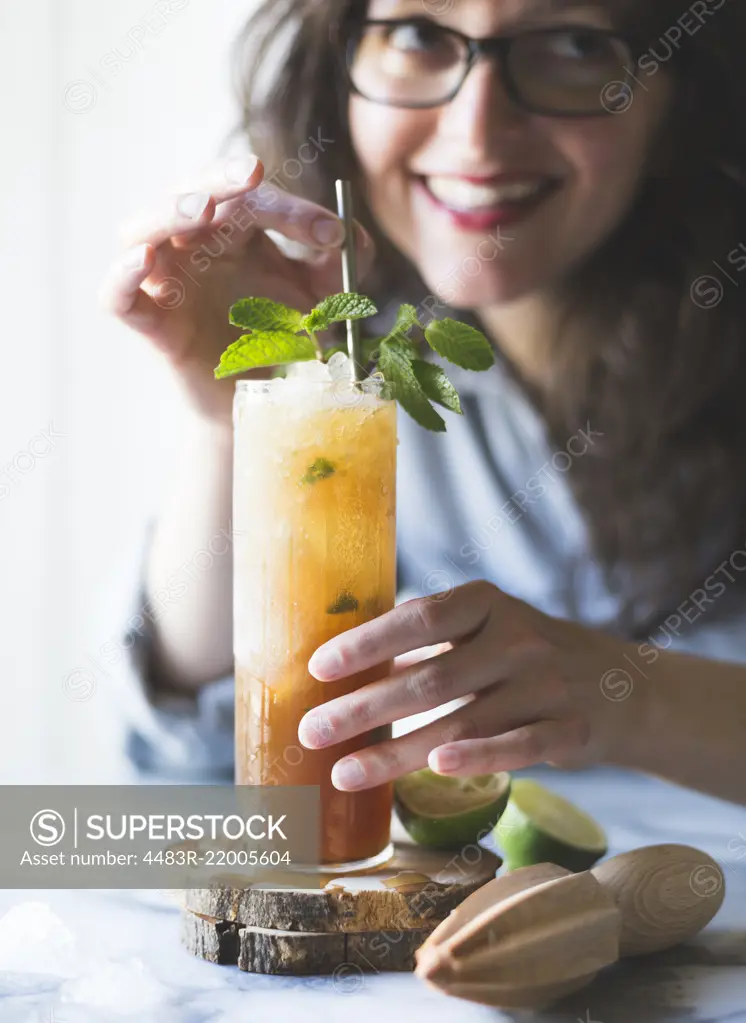 Brown sugar mint juleps cocktail