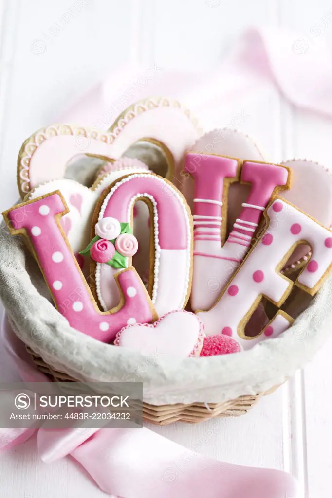 Gift basket of Valentine cookies