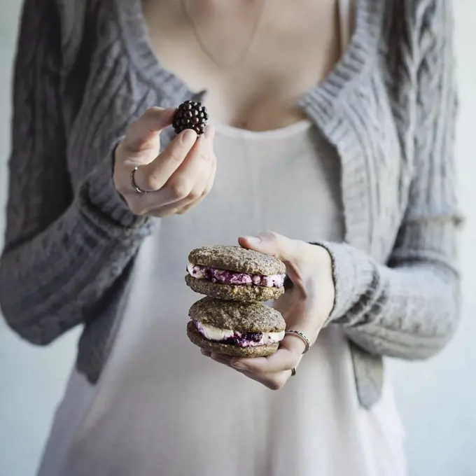 Homemade cookies with blackberries and cream cheese by @lauranegrato at The Picture Pantry