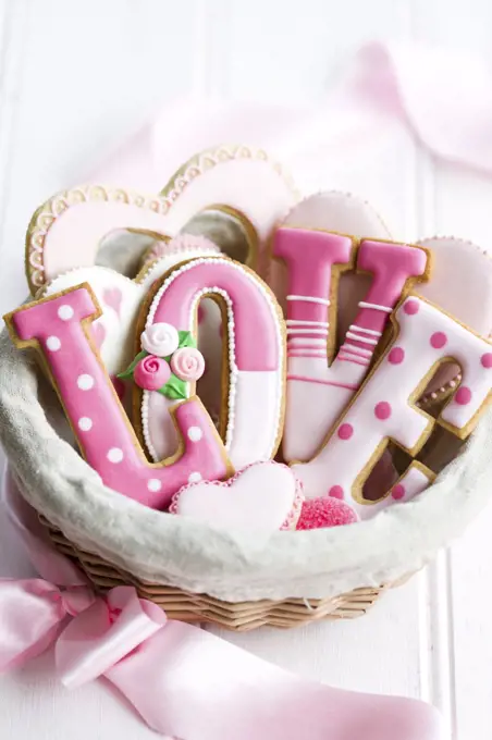 Gift basket of Valentine cookies