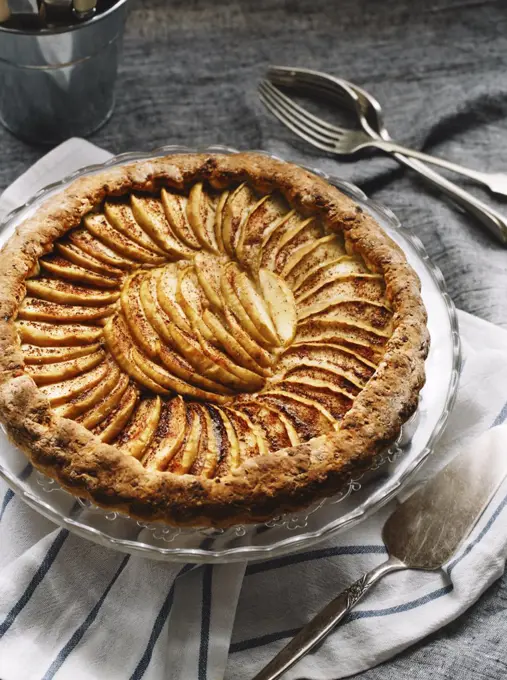 Overhead view of delicious apple pie