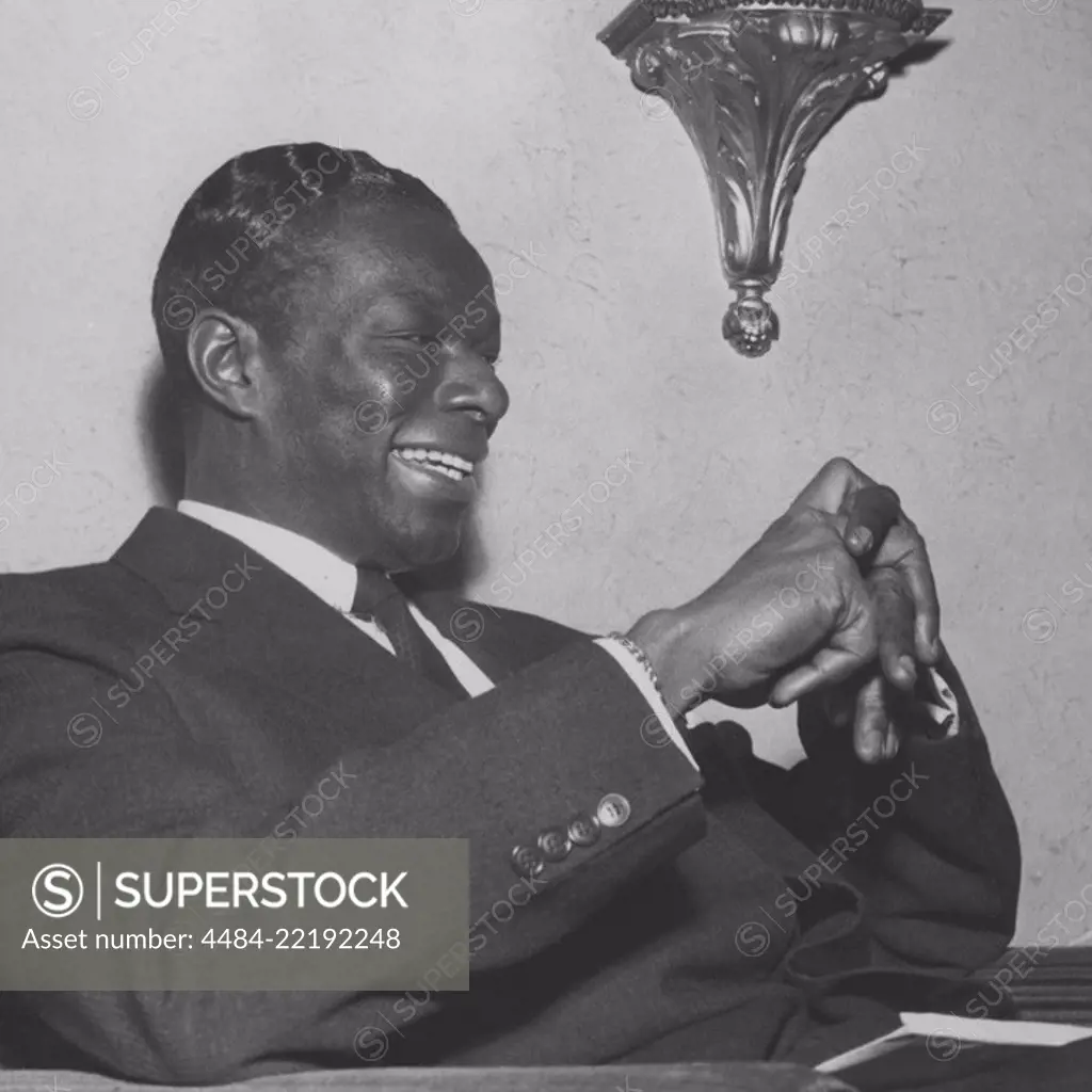 Nat King Cole. March 17, 1919 - Febryary 15, 1965. American jazz pianist and singer. Pictured here during a visit to Stockholm Sweden 1854 when performing there. Photo Kristoffersson.