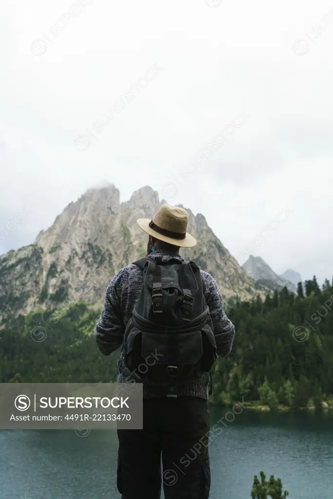 Man screaming in mountains