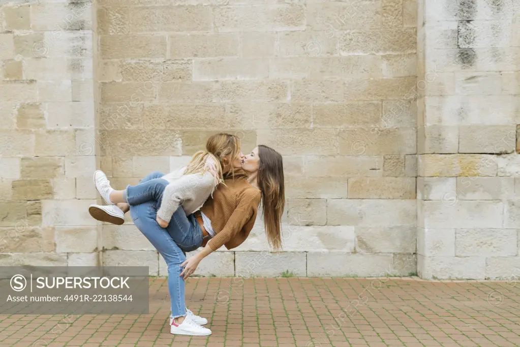 Girl friends in La Seu of Lerida, Spain