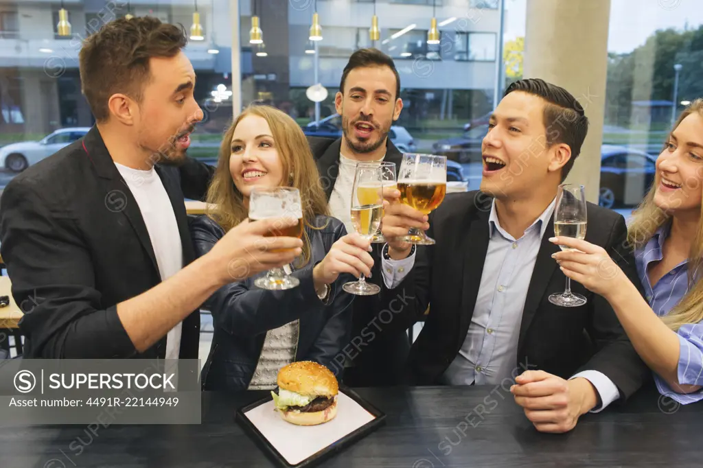 Cheerful people in restaurant