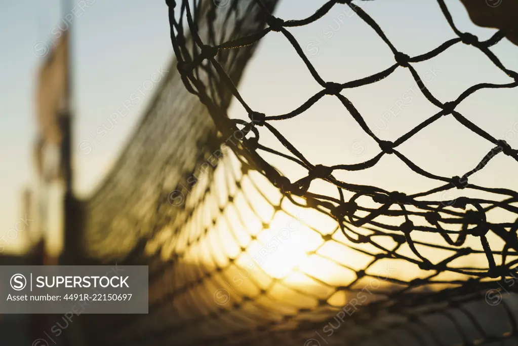 Volleyball net on beach