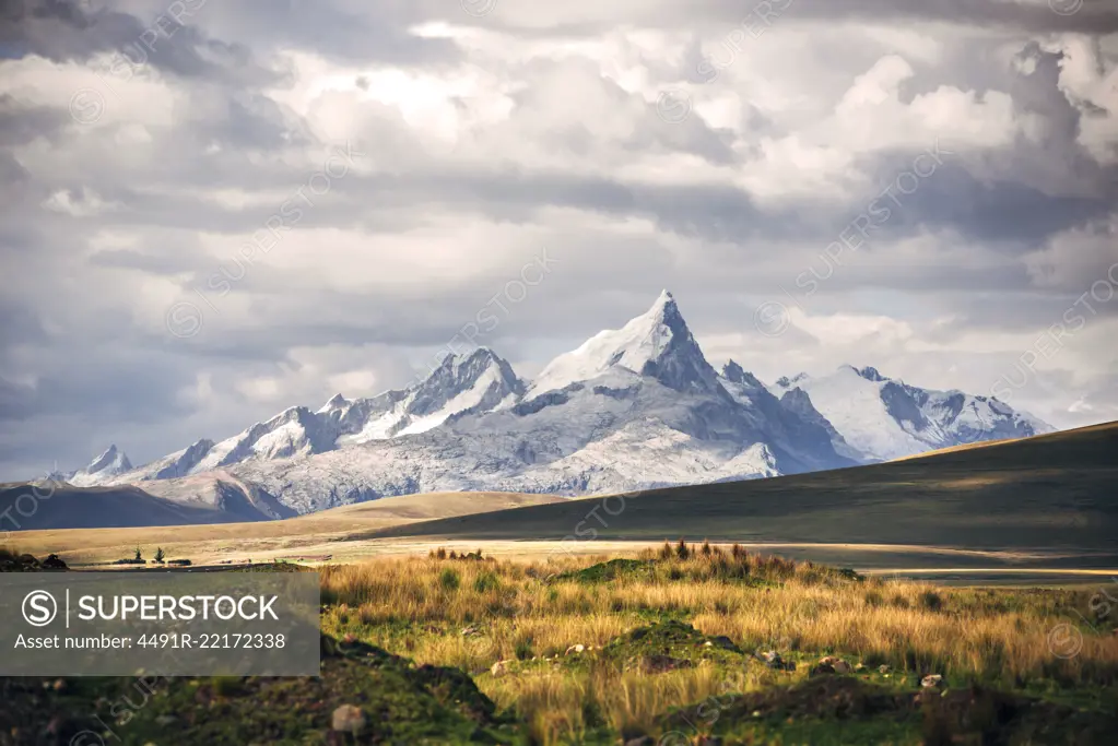 Bautiful snowy mountains in Huaraz, Peru, South America.