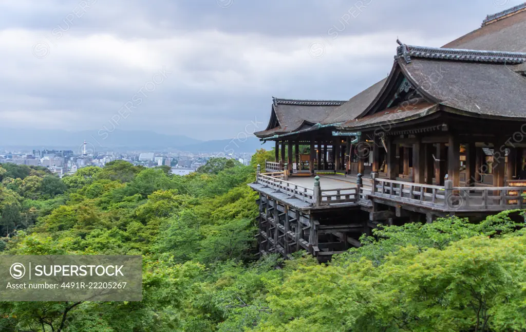 Beautiful zen park on cloudy day