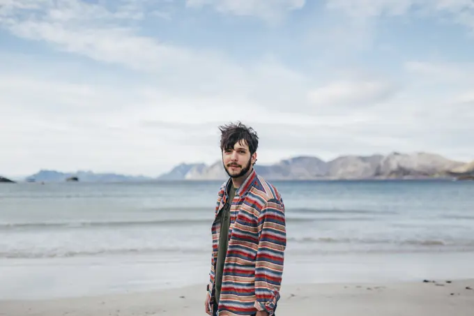 Tourist man at lake