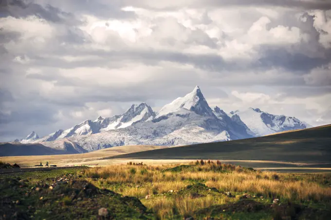 Bautiful snowy mountains in Huaraz, Peru, South America.