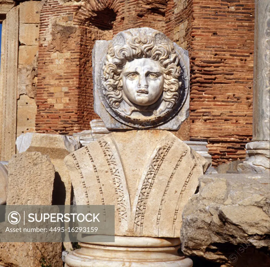 Libya Leptis Magna marble head of Medusa in the Severan Forum