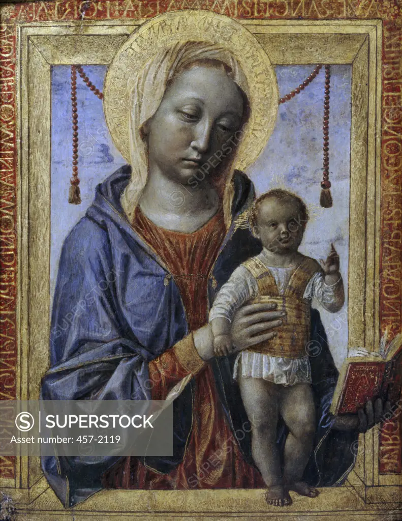 Madonna of the Book by Vincenzo Foppa,  tempera on wood,  (circa 1427-1515),  Italy,  Milan,  Castello Sforzesco,  Pinacoteca Civica