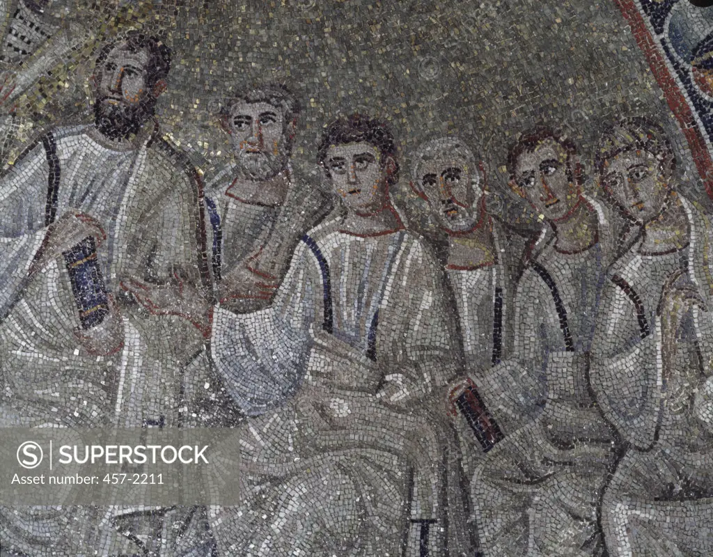 Detail of the Faces of the Apostles  Mosaic  Early Christian Mosaicist (4th C.)   San Lorenzo Maggiore - Capella di Sant' Aquilino, Milan 