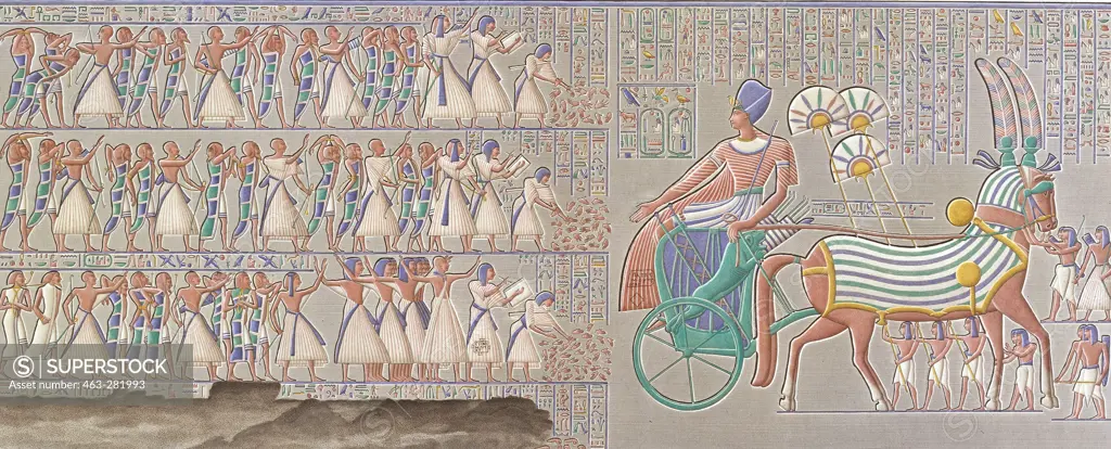 Ramses III in his chariot , after Relief