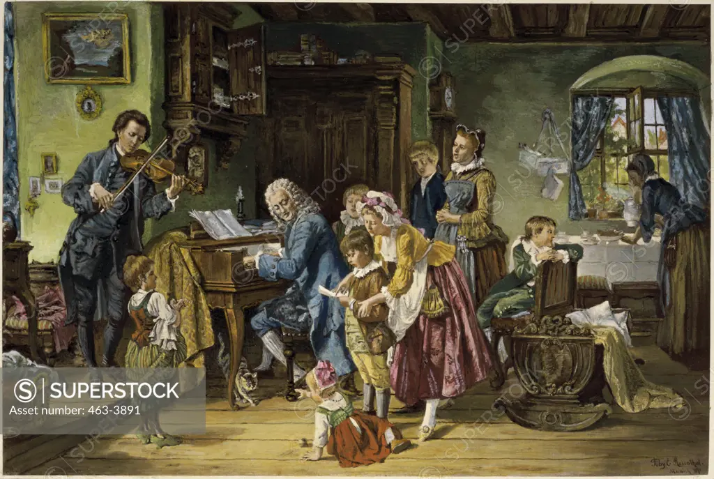 Bach with his Family at the Morning's Devotion 1870 Toby Edward Rosenthal (1848-1917 American) Oil on Canvas Museum der Bildenden Kunste, Leipzig, Germany