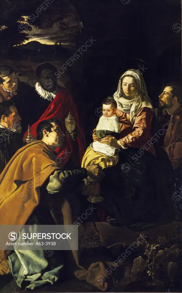 Adoration of the Magi by Diego Velazquez,  1599-1660 Spanish,  oil on canvas,  Spain,  Madrid,  Museo del Prado,  1619